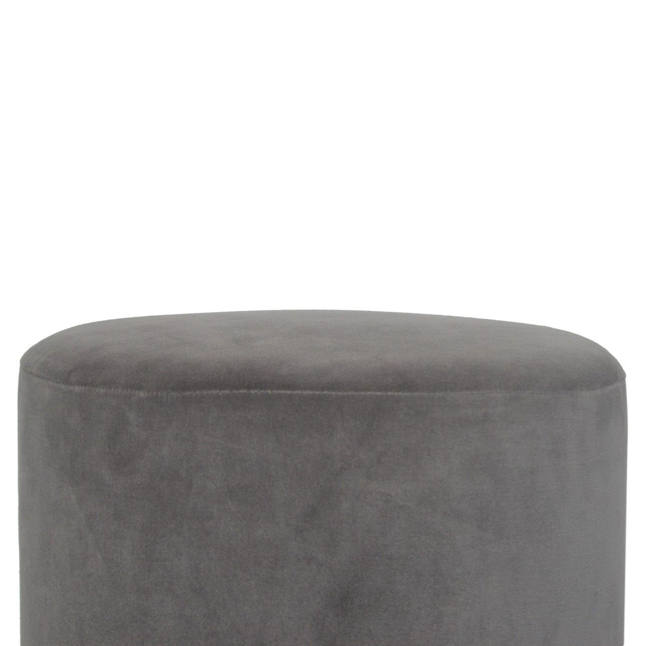 Grey Velvet Wooden Footstool - Solid Mango Wood Accent Stool for Living Room - product view 6 showing handcrafted solid...