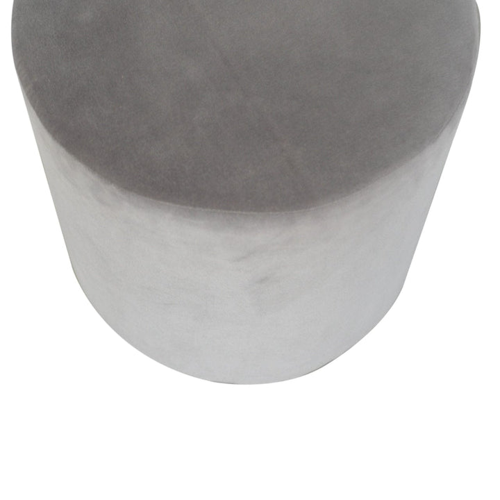 Grey Velvet Wooden Footstool - Solid Mango Wood Accent Stool for Living Room - product view 3 showing handcrafted solid...