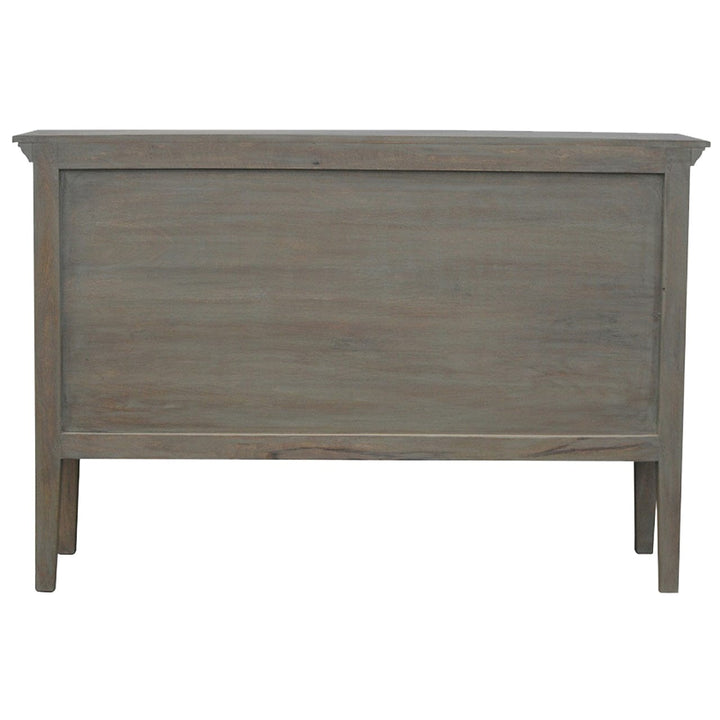 Grey Wash 5 Shutter Buffet for Dining Room in Solid Mango Wood - product view 8 showing handcrafted solid mango wood...