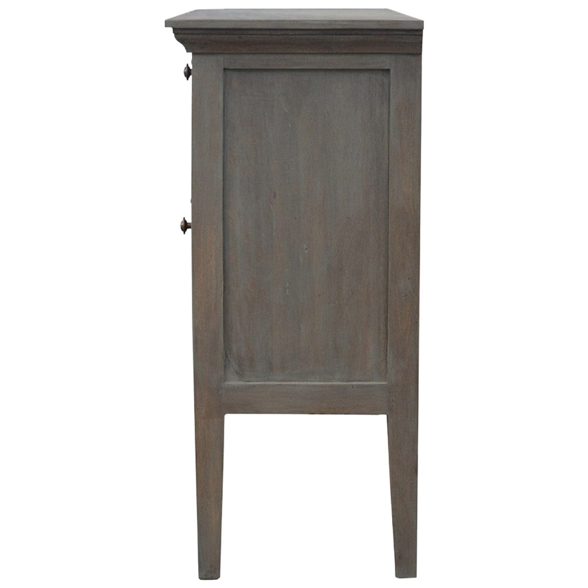 Grey Wash 5 Shutter Buffet for Dining Room in Solid Mango Wood - product view 7 showing handcrafted solid mango wood...