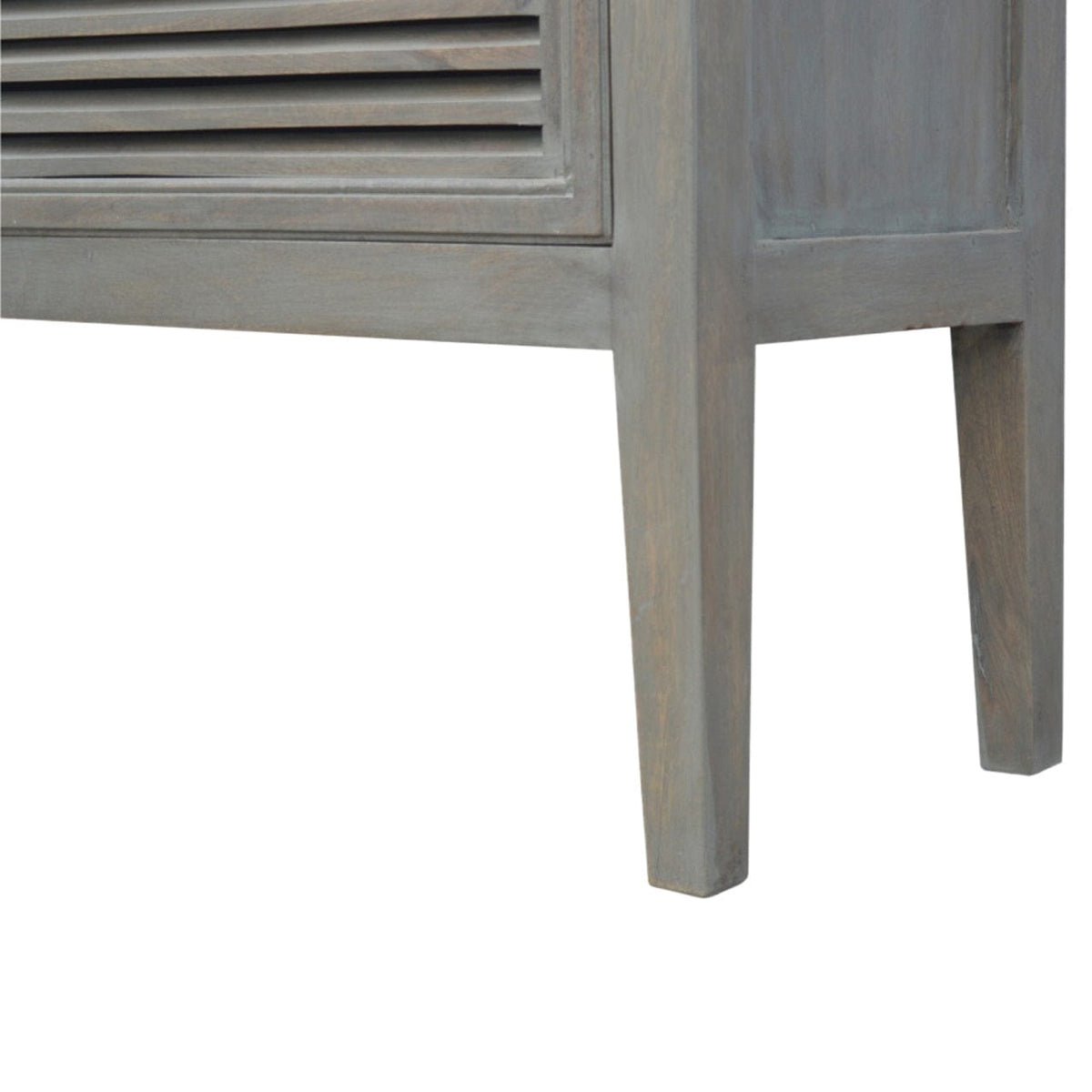 Grey Wash 5 Shutter Buffet for Dining Room in Solid Mango Wood - product view 6 showing handcrafted solid mango wood...