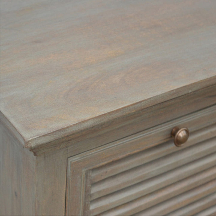 Grey Wash 5 Shutter Buffet for Dining Room in Solid Mango Wood - product view 5 showing handcrafted solid mango wood...