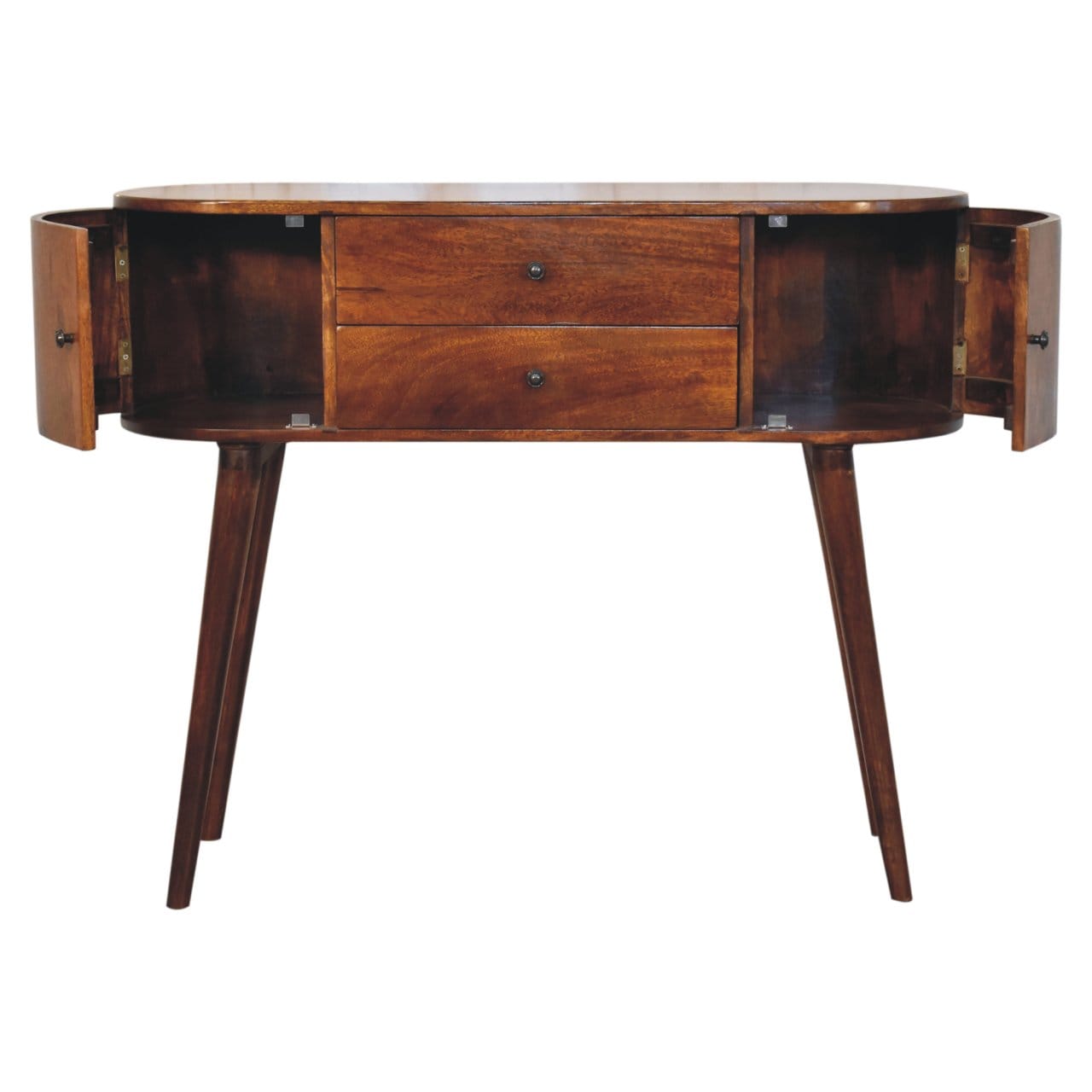 Grove Chestnut Console Table - Solid Mango Wood Hallway Console for Entryway - product view 8 showing handcrafted solid...