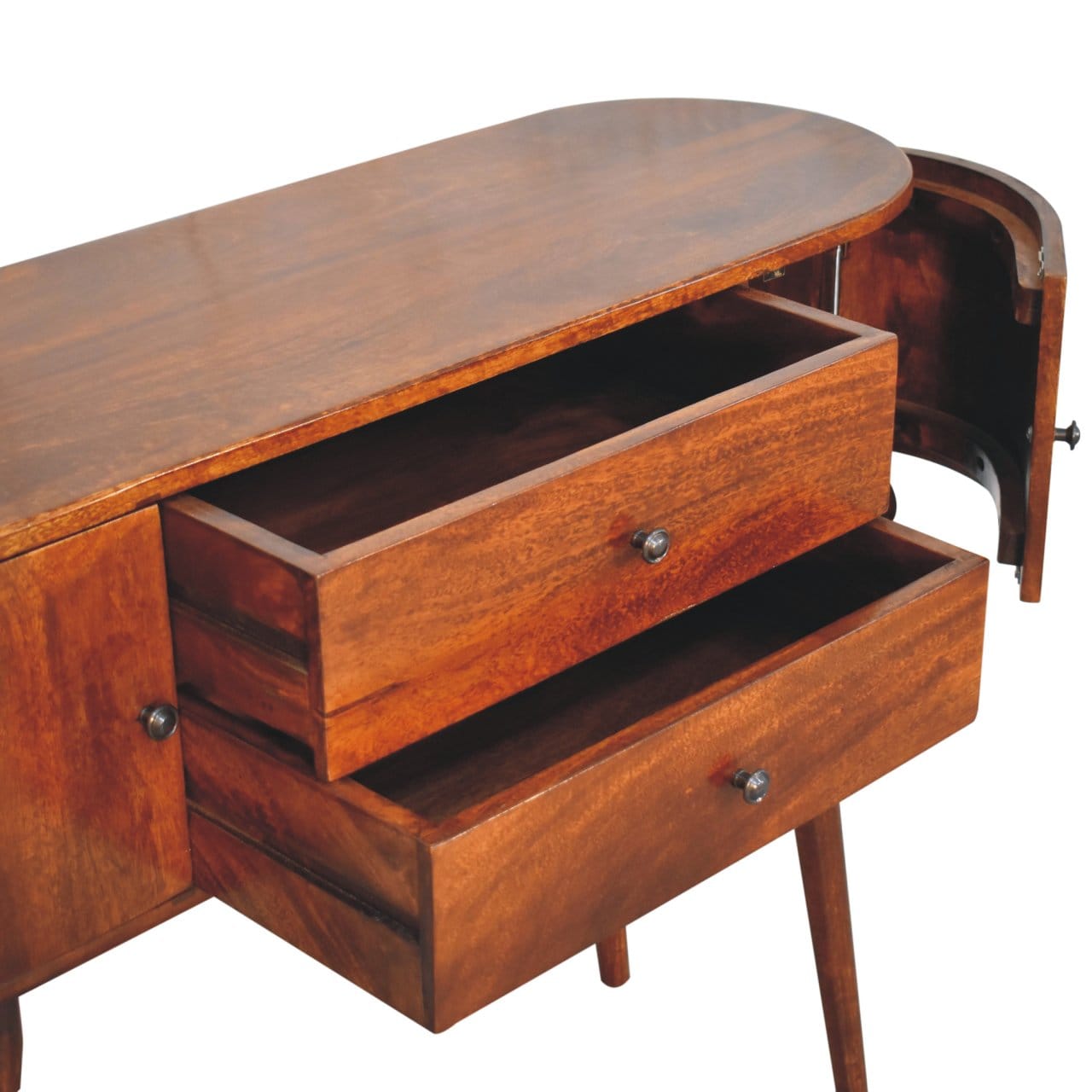 Grove Chestnut Console Table - Solid Mango Wood Hallway Console for Entryway - product view 7 showing handcrafted solid...