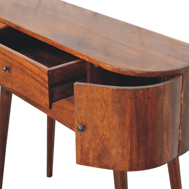 Grove Chestnut Console Table - Solid Mango Wood Hallway Console for Entryway - product view 6 showing handcrafted solid...