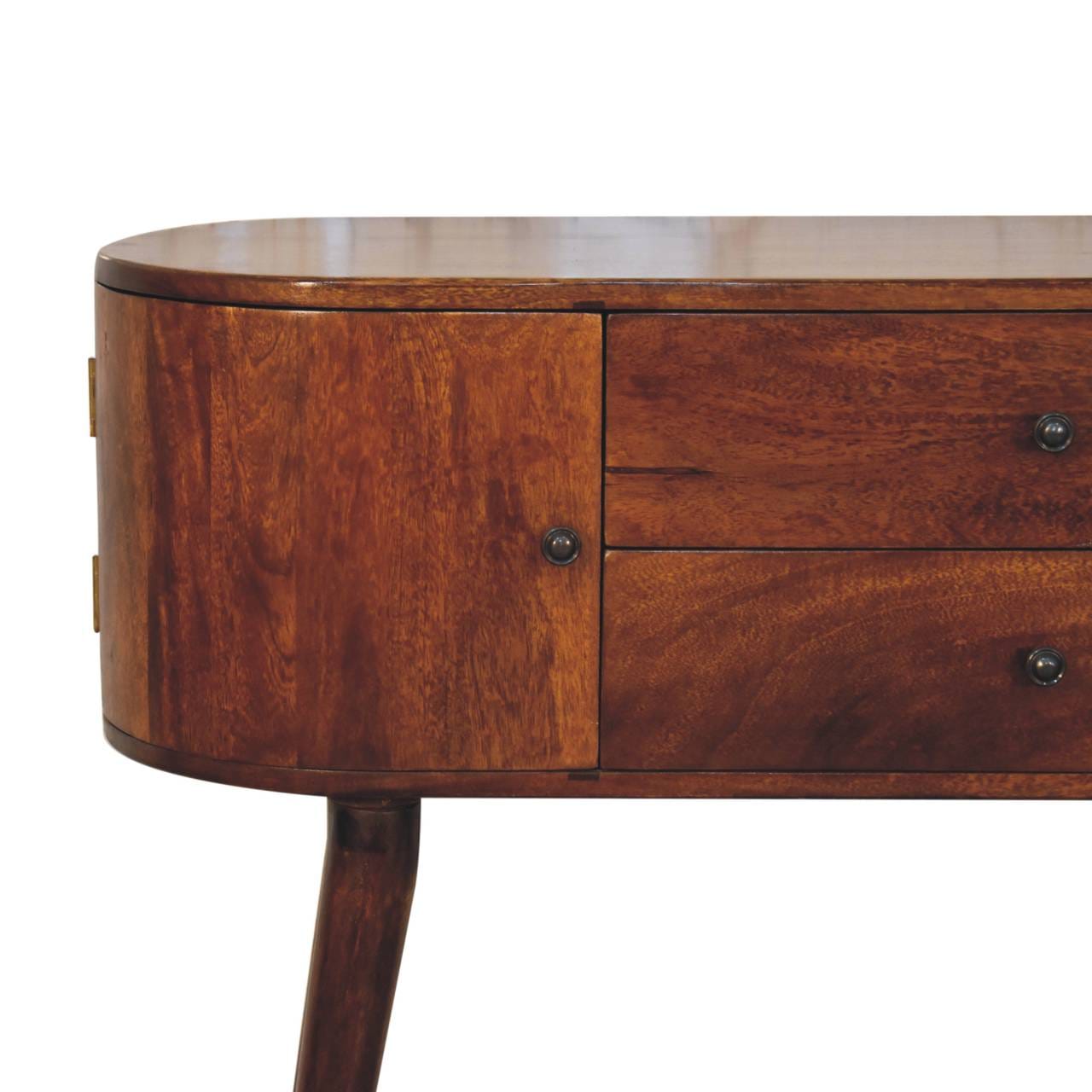 Grove Chestnut Console Table - Solid Mango Wood Hallway Console for Entryway - product view 5 showing handcrafted solid...