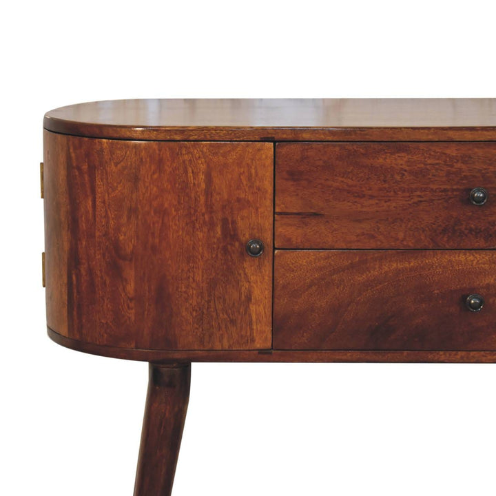 Grove Chestnut Console Table - Solid Mango Wood Hallway Console for Entryway - product view 5 showing handcrafted solid...
