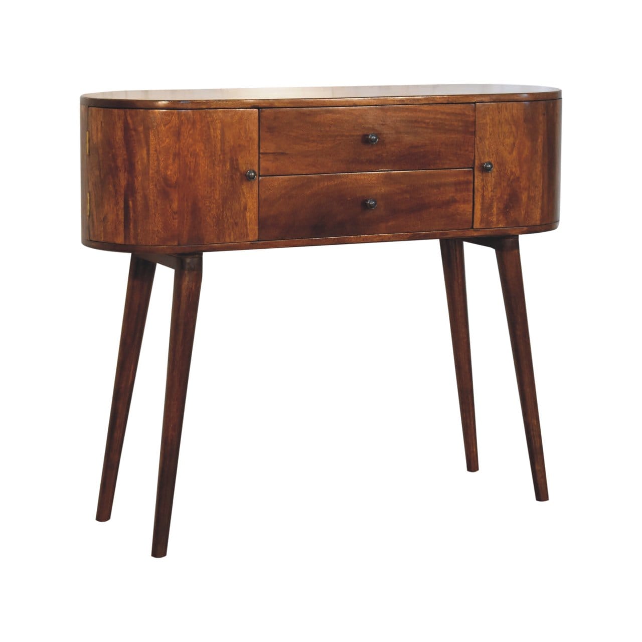 Grove Chestnut Console Table - Solid Mango Wood Hallway Console for Entryway - product view 4 showing handcrafted solid...