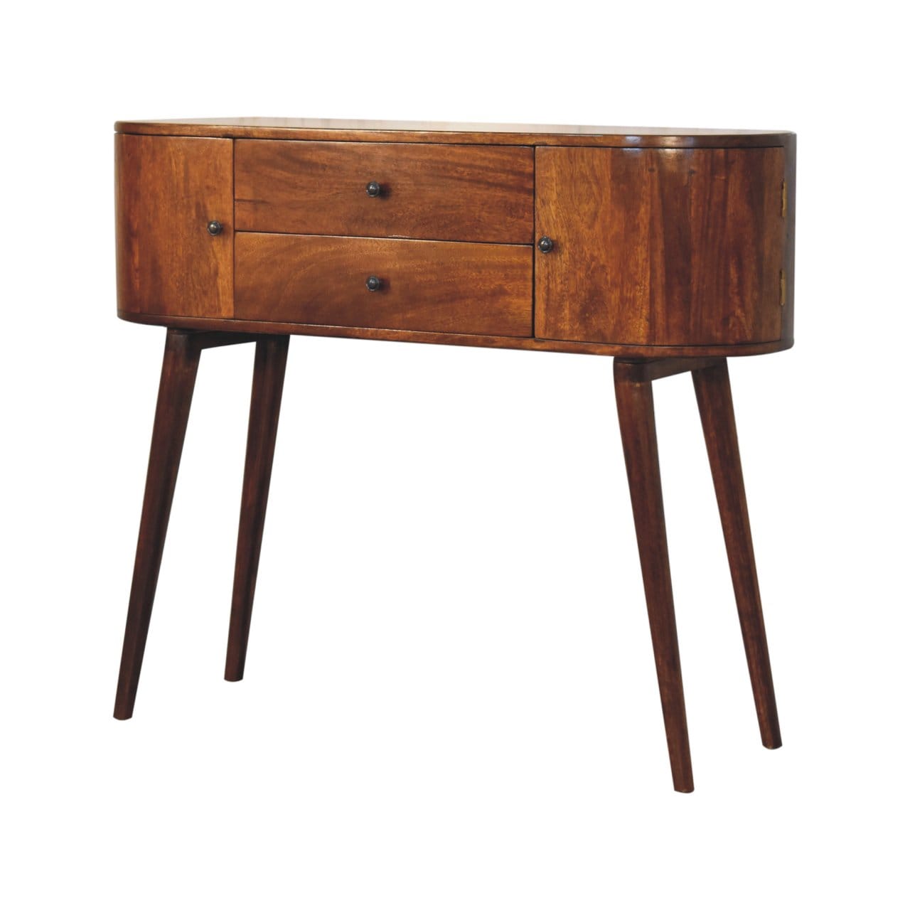 Grove Chestnut Console Table - Solid Mango Wood Hallway Console for Entryway - product view 3 showing handcrafted solid...