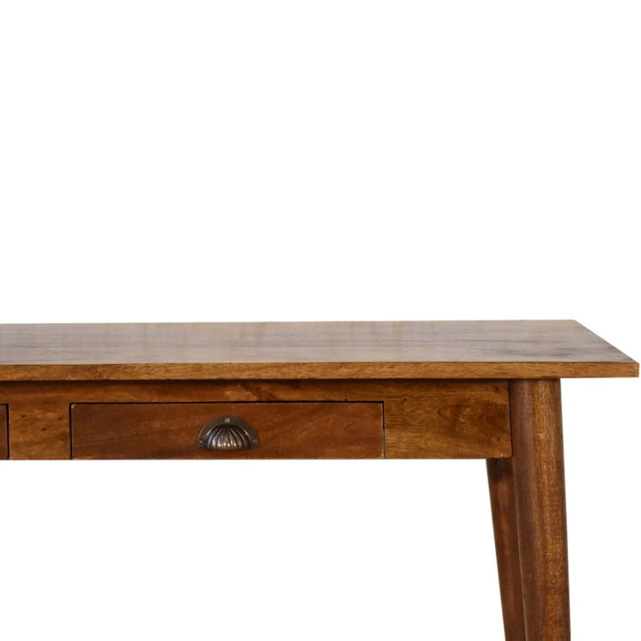Handcrafted 2 Drawer Chestnut Writing Desk - Solid Mango Wood Writing Table for Home Office - product view 4 showing...
