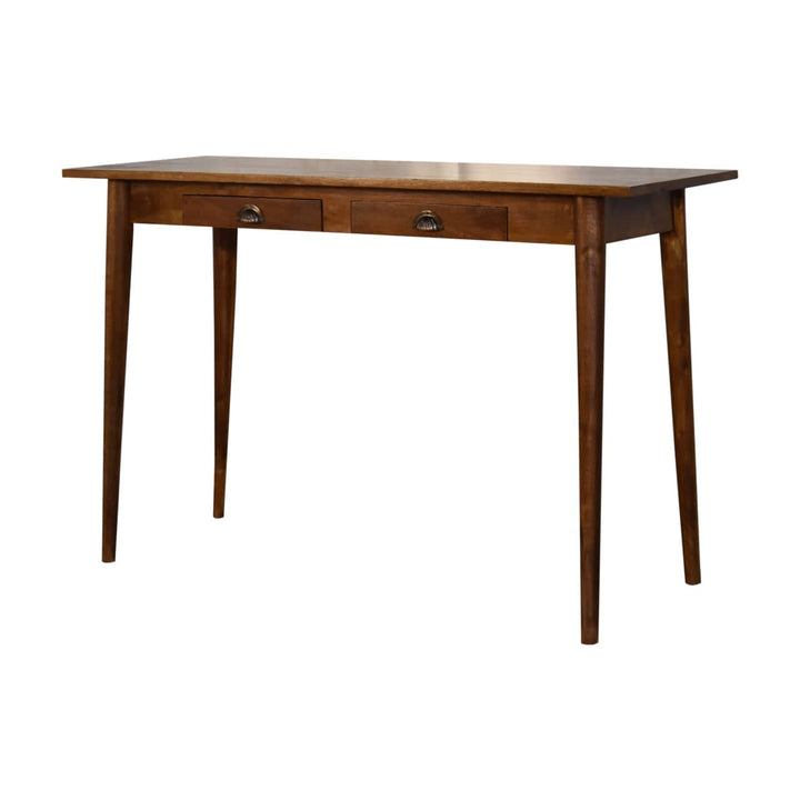 Handcrafted 2 Drawer Chestnut Writing Desk - Solid Mango Wood Writing Table for Home Office - product view 3 showing...