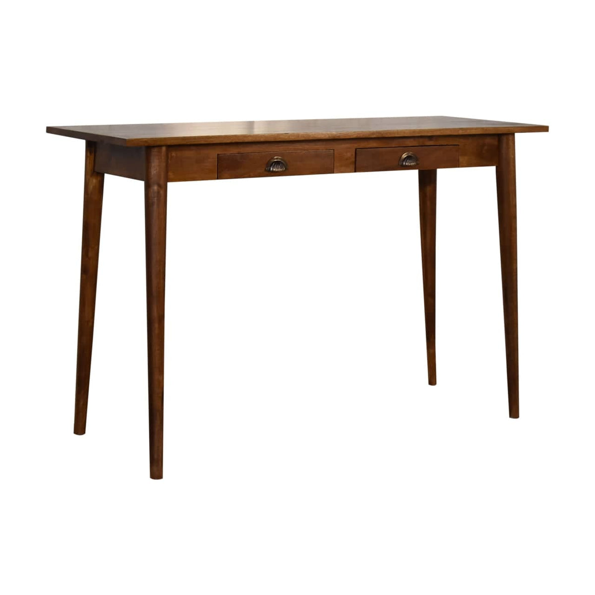 Handcrafted 2 Drawer Chestnut Writing Desk - Solid Mango Wood Writing Table for Home Office - product view 2 showing...