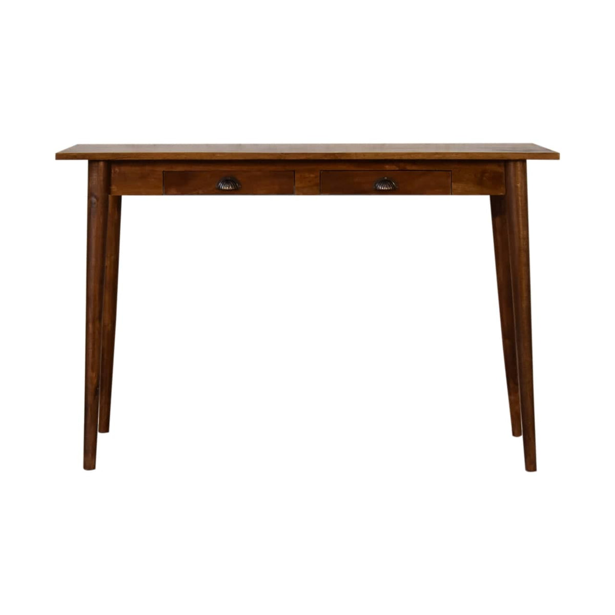 Handcrafted 2 Drawer Chestnut Writing Desk - Solid Mango Wood Writing Table for Home Office - main view showing...