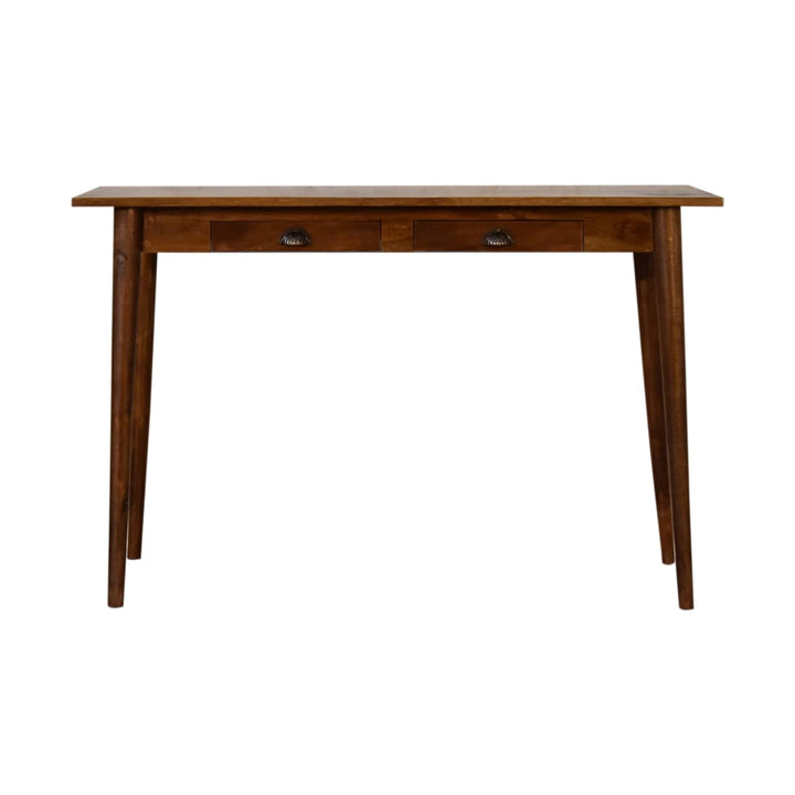 Handcrafted 2 Drawer Chestnut Writing Desk - Solid Mango Wood Writing Table for Home Office - main view showing...