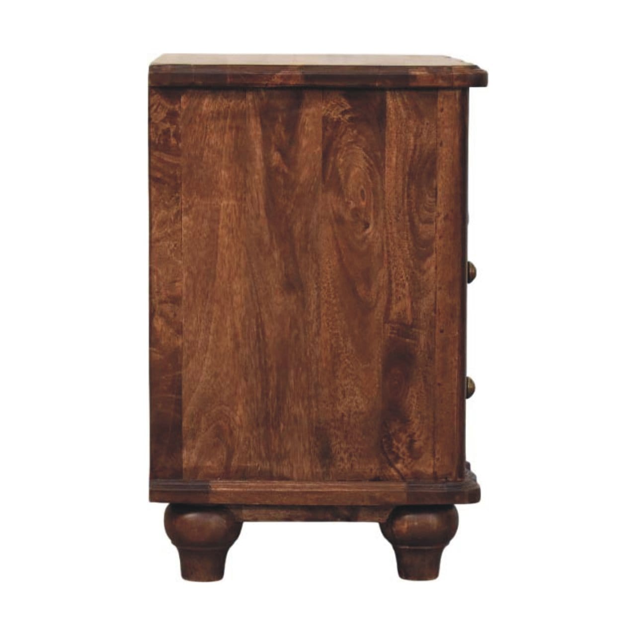 Handcrafted 2-Drawer Nightstand - Solid Mango Wood Bedside Table for Bedroom - product view 8 showing handcrafted solid...
