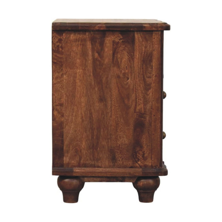 Handcrafted 2-Drawer Nightstand - Solid Mango Wood Bedside Table for Bedroom - product view 8 showing handcrafted solid...