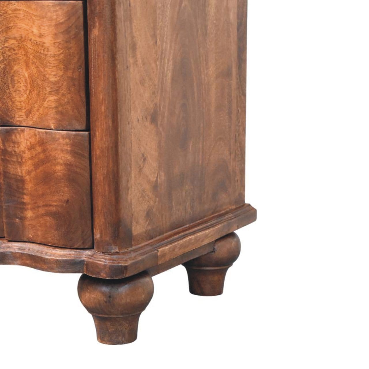 Handcrafted 2-Drawer Nightstand - Solid Mango Wood Bedside Table for Bedroom - product view 7 showing handcrafted solid...
