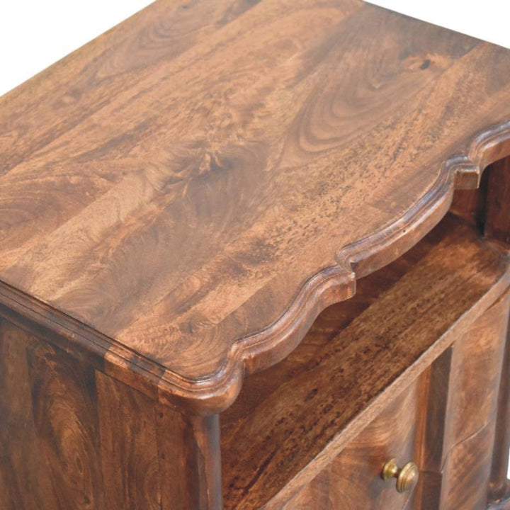 Handcrafted 2-Drawer Nightstand - Solid Mango Wood Bedside Table for Bedroom - product view 5 showing handcrafted solid...