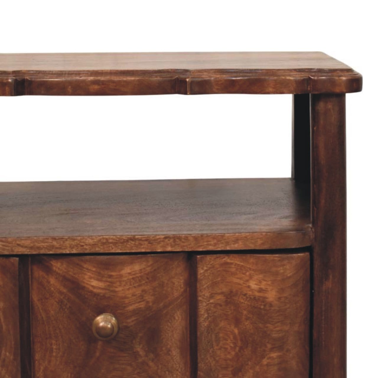 Handcrafted 2-Drawer Nightstand - Solid Mango Wood Bedside Table for Bedroom - product view 4 showing handcrafted solid...