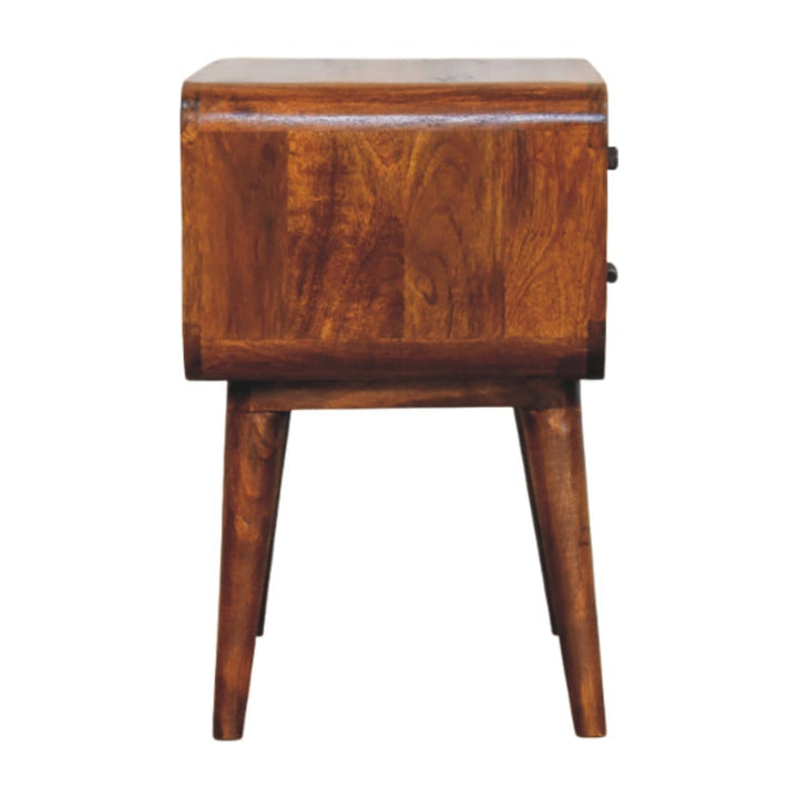 Handcrafted 3-Drawer Chestnut Nightstand - Solid Mango Wood Bedside Table for Bedroom - product view 9 showing...