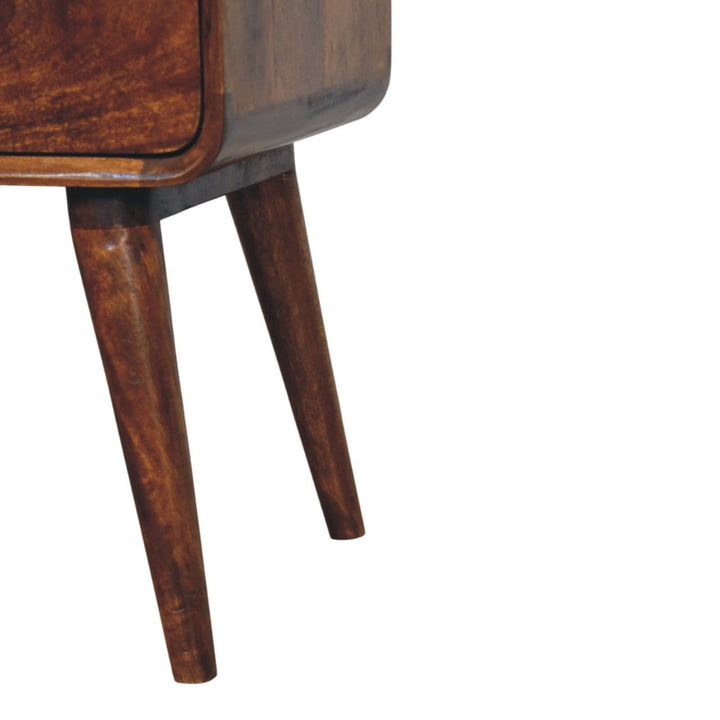 Handcrafted 3-Drawer Chestnut Nightstand - Solid Mango Wood Bedside Table for Bedroom - product view 8 showing...