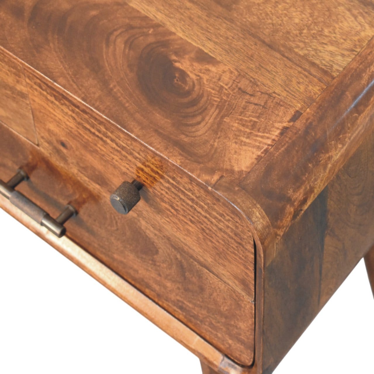 Handcrafted 3-Drawer Chestnut Nightstand - Solid Mango Wood Bedside Table for Bedroom - product view 5 showing...