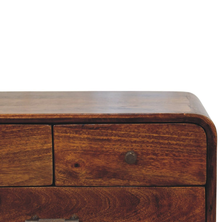 Handcrafted 3-Drawer Chestnut Nightstand - Solid Mango Wood Bedside Table for Bedroom - product view 4 showing...