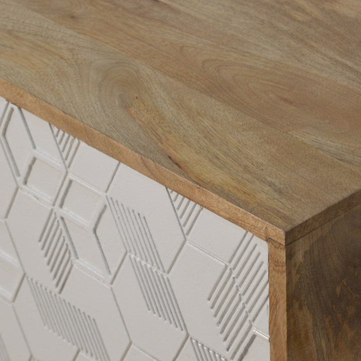 Handcrafted Acadia White Door Nightstand - Solid Mango Wood Bedside Table for Bedroom - product view 6 showing...
