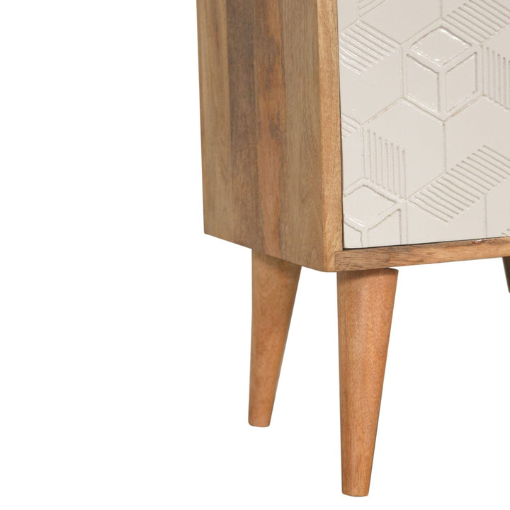 Handcrafted Acadia White Door Nightstand - Solid Mango Wood Bedside Table for Bedroom - product view 5 showing...