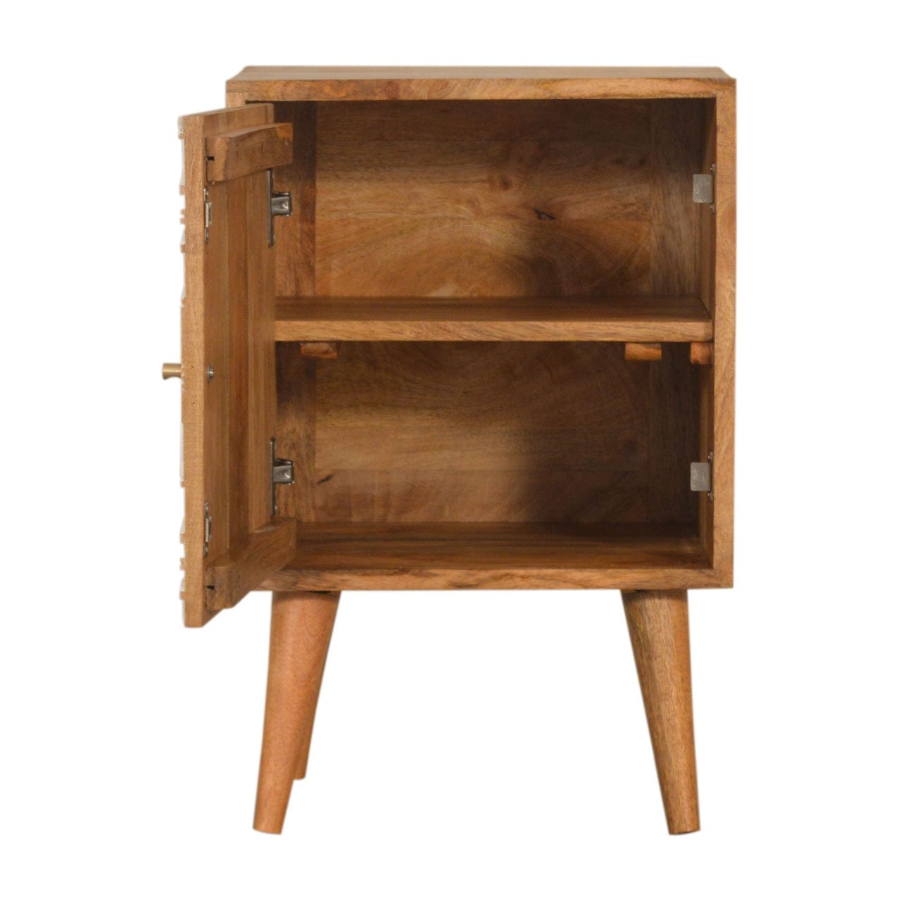Handcrafted Acadia White Door Nightstand - Solid Mango Wood Bedside Table for Bedroom - product view 4 showing...