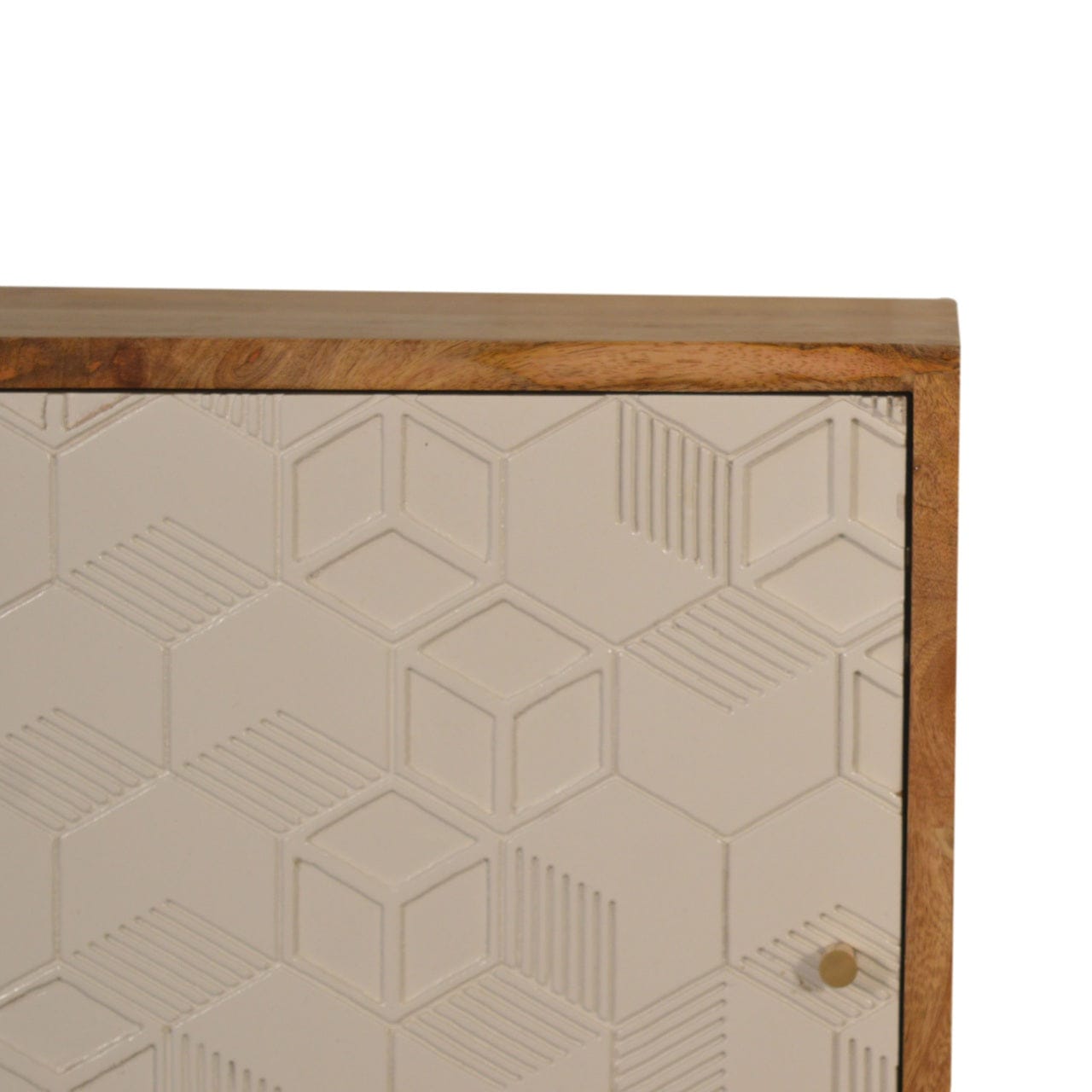 Handcrafted Acadia White Door Nightstand - Solid Mango Wood Bedside Table for Bedroom - product view 3 showing...