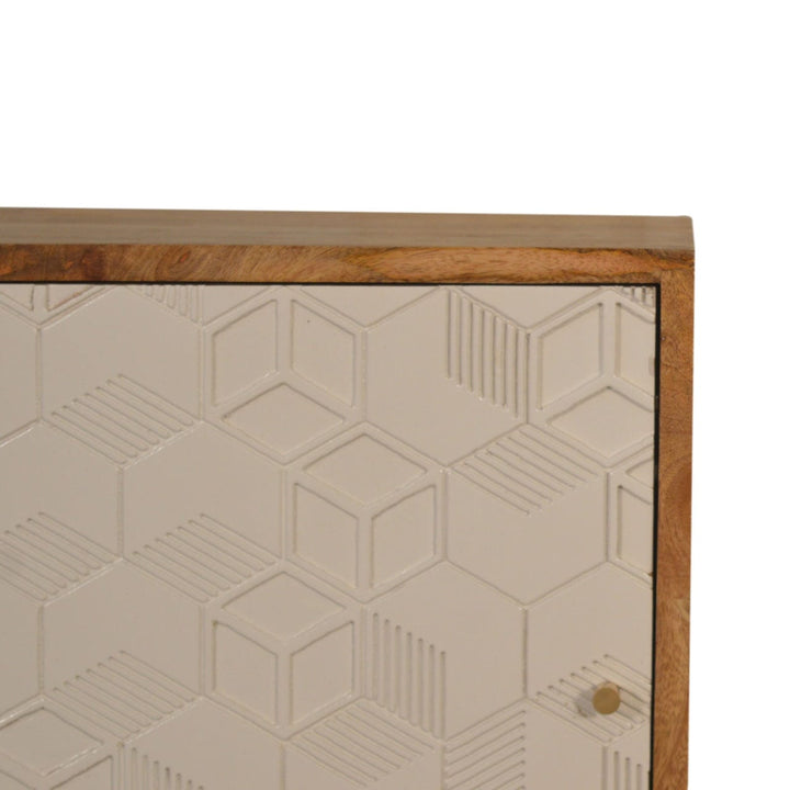 Handcrafted Acadia White Door Nightstand - Solid Mango Wood Bedside Table for Bedroom - product view 3 showing...
