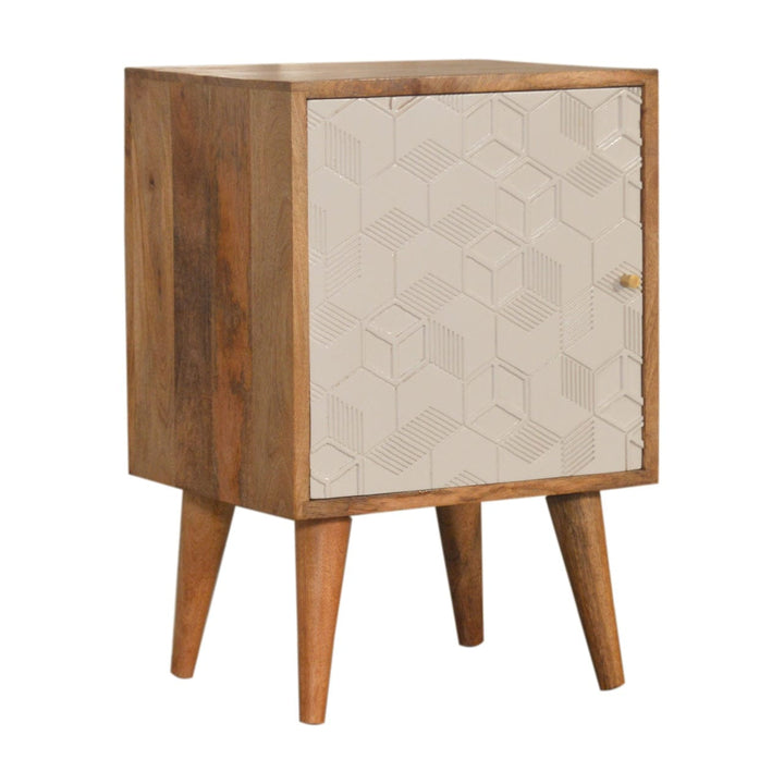 Handcrafted Acadia White Door Nightstand - Solid Mango Wood Bedside Table for Bedroom - product view 2 showing...