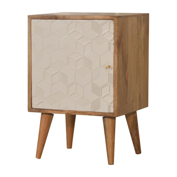 Handcrafted Acadia White Door Nightstand - Solid Mango Wood Bedside Table for Bedroom - main view showing handcrafted...