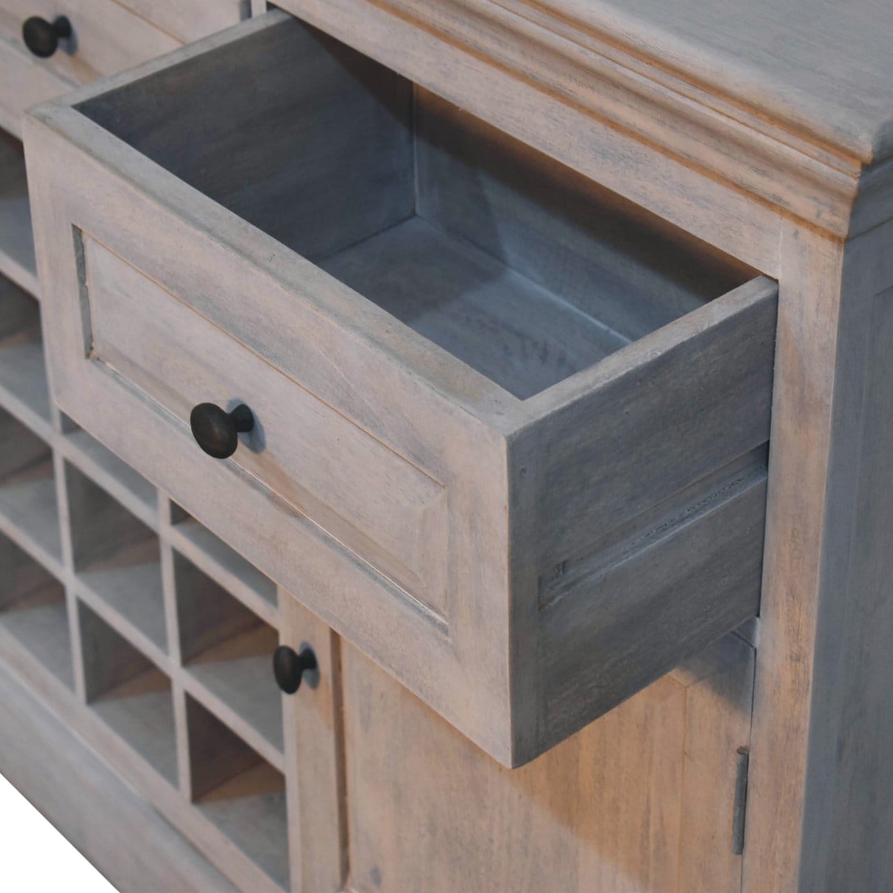 Handcrafted Acid Wash Mango Wood Sideboard - Solid Wood Storage Cabinet for Living Room - product view 8 showing...