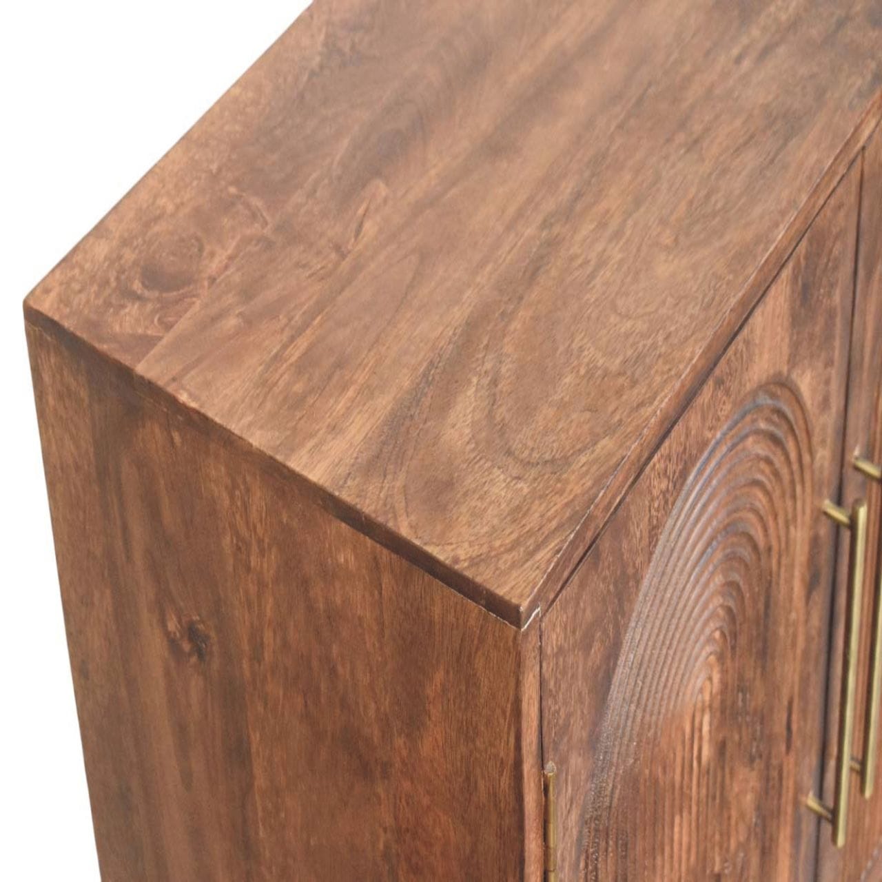 Handcrafted Arco Groove Sideboard - Solid Mango Wood Buffet Cabinet for Dining Room - product view 5 showing handcrafted...