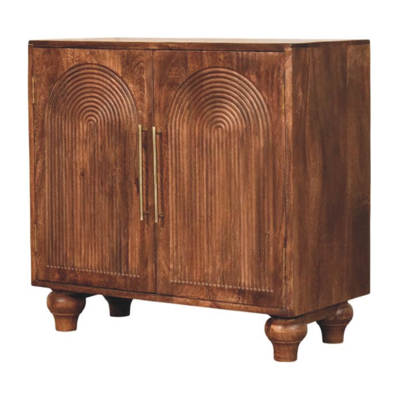 Handcrafted Arco Groove Sideboard - Solid Mango Wood Buffet Cabinet for Dining Room - product view 3 showing handcrafted...