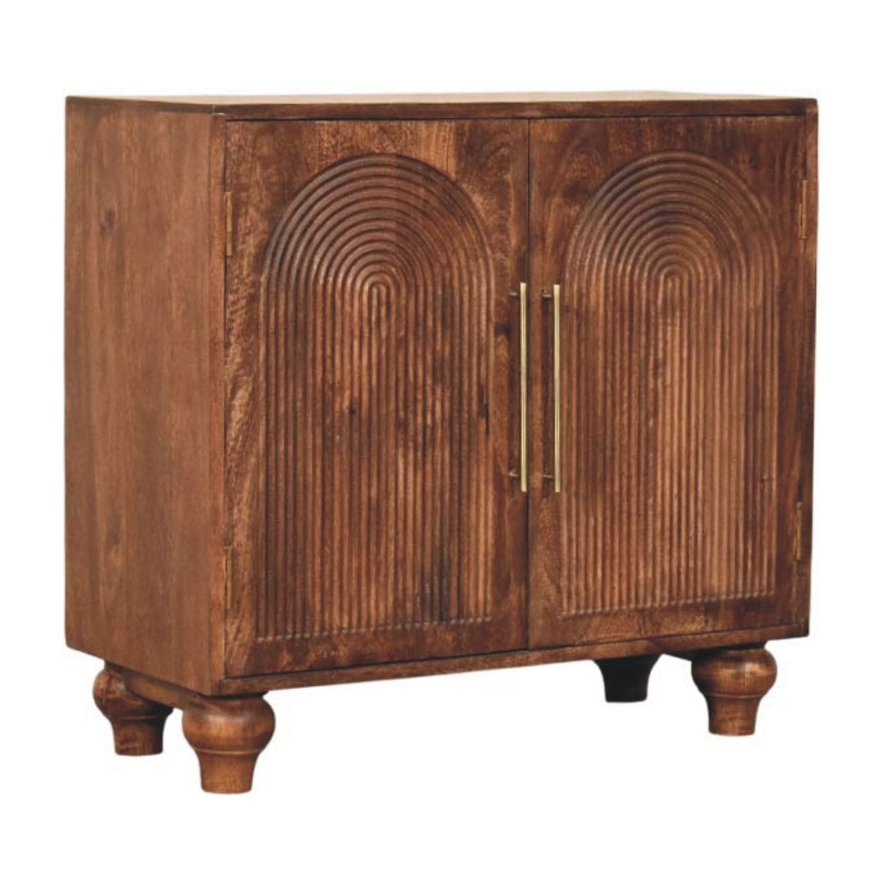 Handcrafted Arco Groove Sideboard - Solid Mango Wood Buffet Cabinet for Dining Room - product view 2 showing handcrafted...