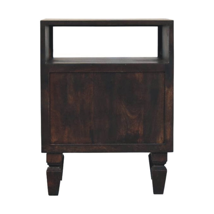 Handcrafted Arno Nightstand - Solid Mango Wood Bedside Table for Bedroom - product view 9 showing handcrafted solid mango...