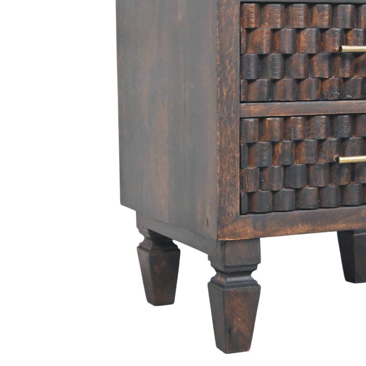 Handcrafted Arno Nightstand - Solid Mango Wood Bedside Table for Bedroom - product view 7 showing handcrafted solid mango...