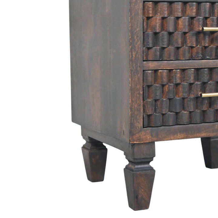 Handcrafted Arno Nightstand - Solid Mango Wood Bedside Table for Bedroom - product view 7 showing handcrafted solid mango...