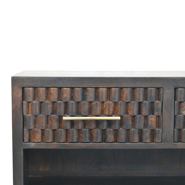 Handcrafted Arno Shoe Storage Unit - Solid Mango Wood Shoe Cabinet for Entryway & Hallway - product view 5 showing...