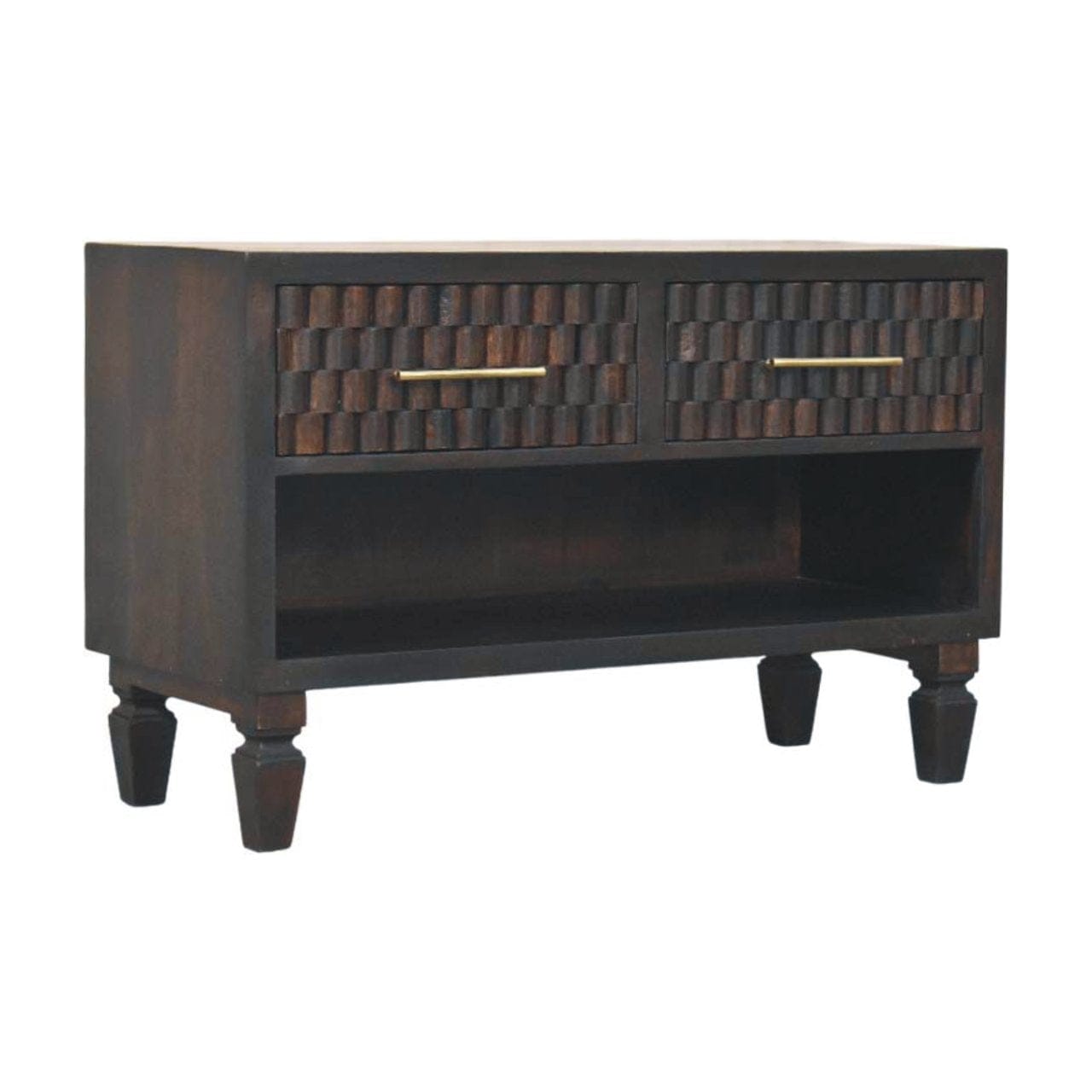 Handcrafted Arno Shoe Storage Unit - Solid Mango Wood Shoe Cabinet for Entryway & Hallway - product view 4 showing...