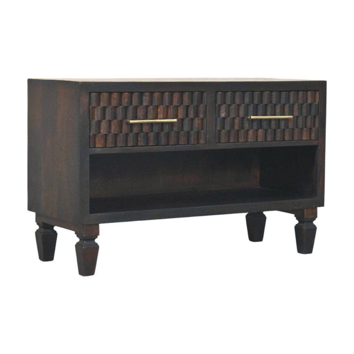 Handcrafted Arno Shoe Storage Unit - Solid Mango Wood Shoe Cabinet for Entryway & Hallway - product view 4 showing...