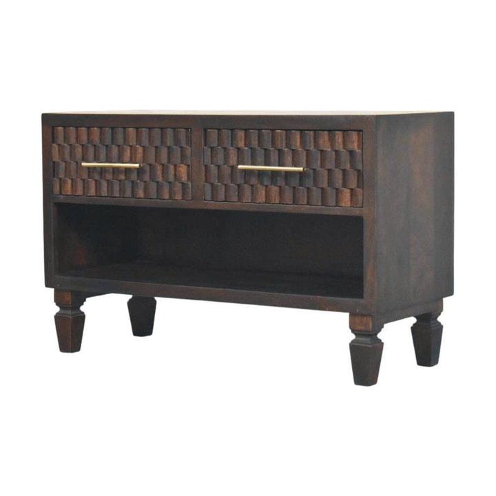 Handcrafted Arno Shoe Storage Unit - Solid Mango Wood Shoe Cabinet for Entryway & Hallway - product view 3 showing...