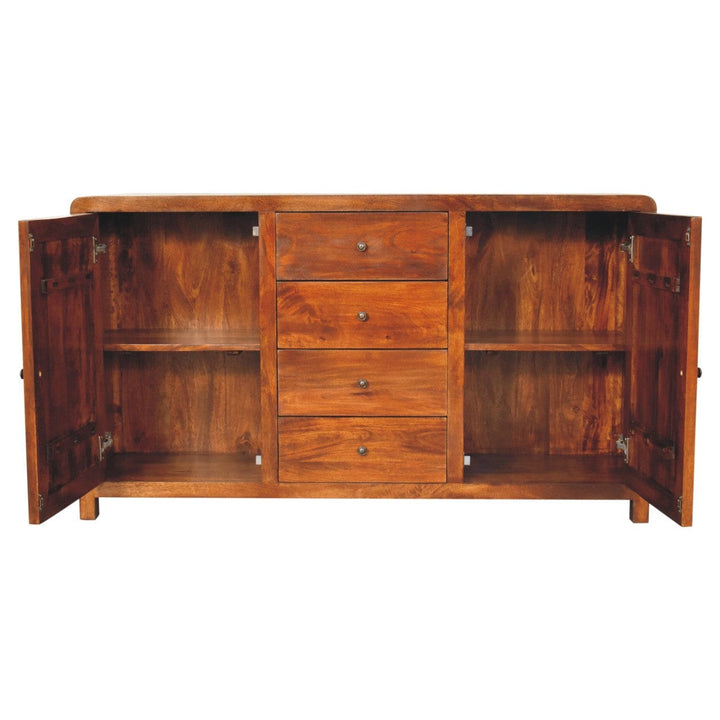 Handcrafted Aspen Sideboard - Solid Mango Wood Buffet Cabinet for Dining Room - product view 7 showing handcrafted solid...