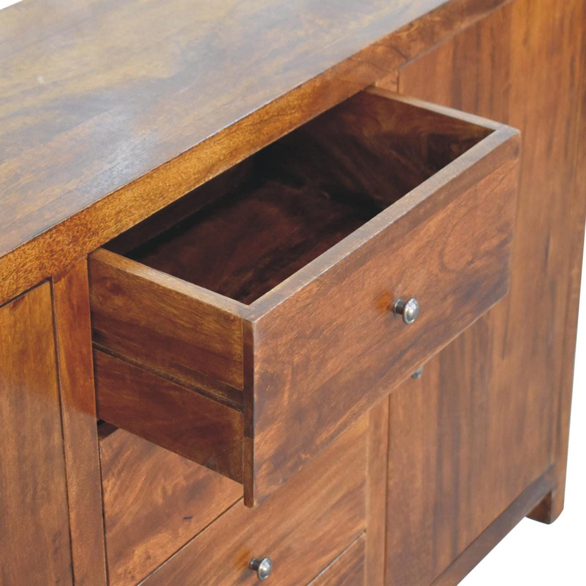 Handcrafted Aspen Sideboard - Solid Mango Wood Buffet Cabinet for Dining Room - product view 5 showing handcrafted solid...