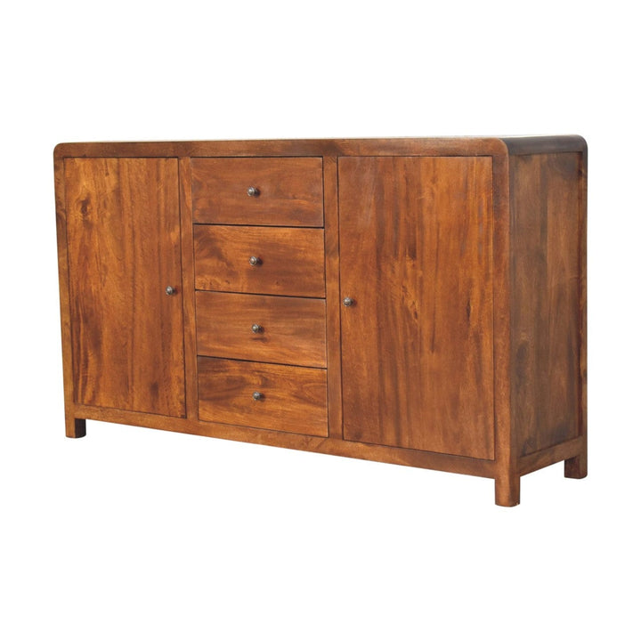 Handcrafted Aspen Sideboard - Solid Mango Wood Buffet Cabinet for Dining Room - product view 4 showing handcrafted solid...