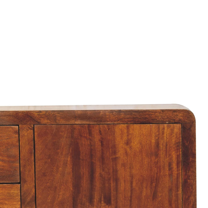 Handcrafted Aspen Sideboard - Solid Mango Wood Buffet Cabinet for Dining Room - product view 3 showing handcrafted solid...