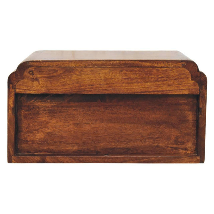 Handcrafted Avora Wall-Mounted Chestnut Nightstand - Solid Mango Wood Bedside Table for Bedroom - product view 9 showing...
